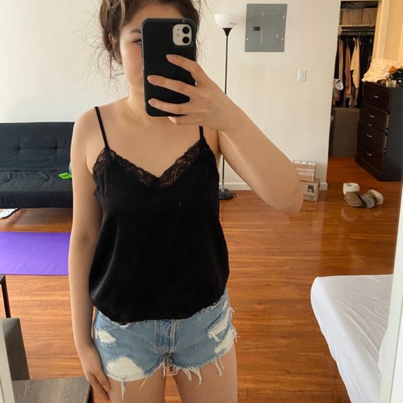 Brandy Melville Tops - Black Satin Silk Lace Brandy Melville Top